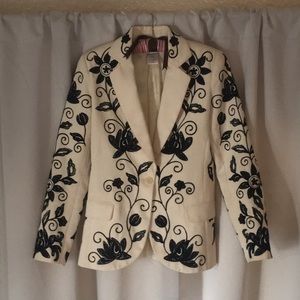 Chloe Cream and Black Floral Blazer